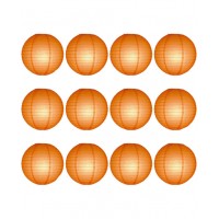 12" Paper Lanterns Round 'Orange' - Regular Wire  Ribbed Value Pack (12 pieces)